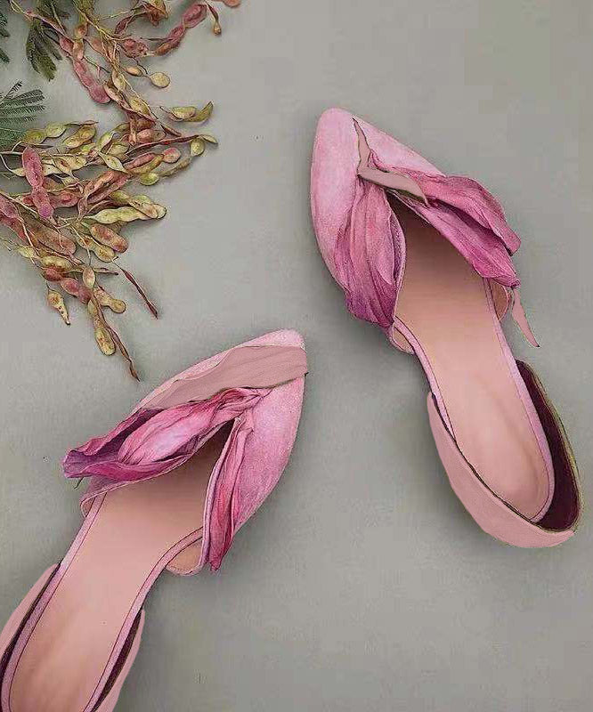Handmade rosa Satin Blumen Spitzenzehen Ballerinas