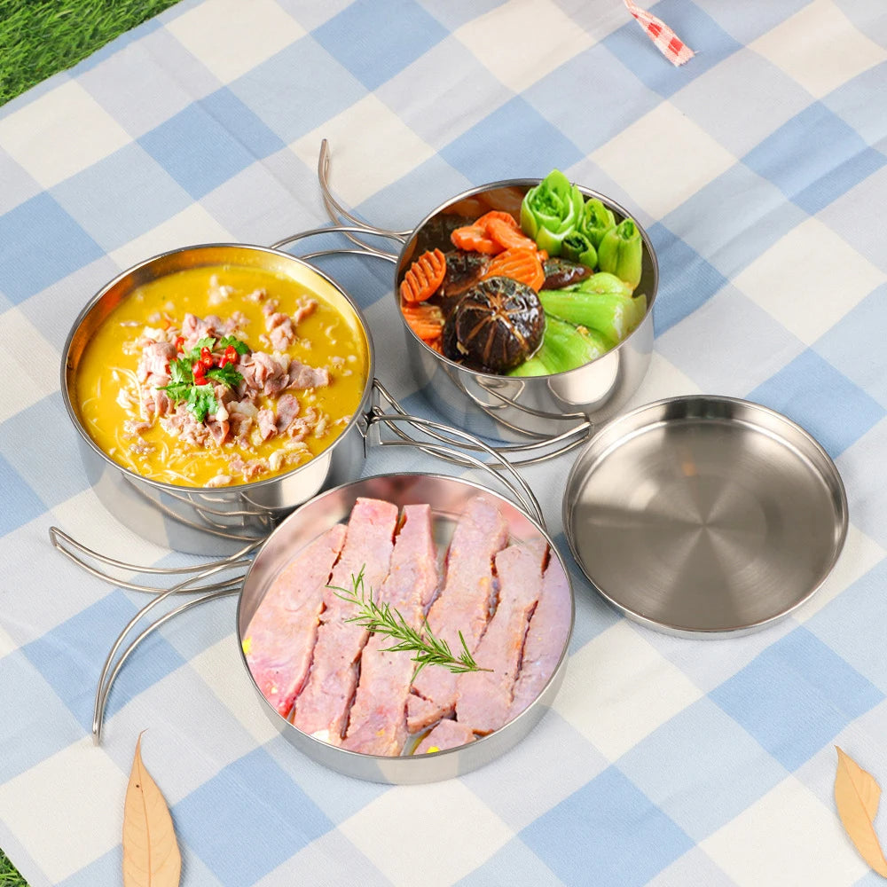 Edelstahl-Camping-Kochgeschirr-Set
