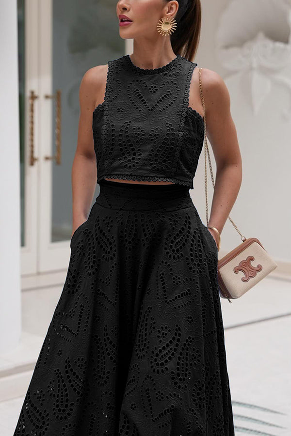 Paris Dreaming Besticktes Spitzen-Crop-Top