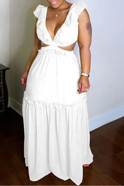 GlÀnzendes Glamour Kleid mit V-Ausschnitt