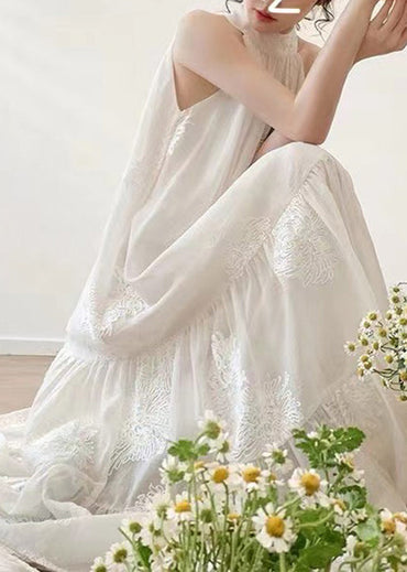 Französisches schwarzes kaltes Schulter besticktes Baumwollkleid Sommer