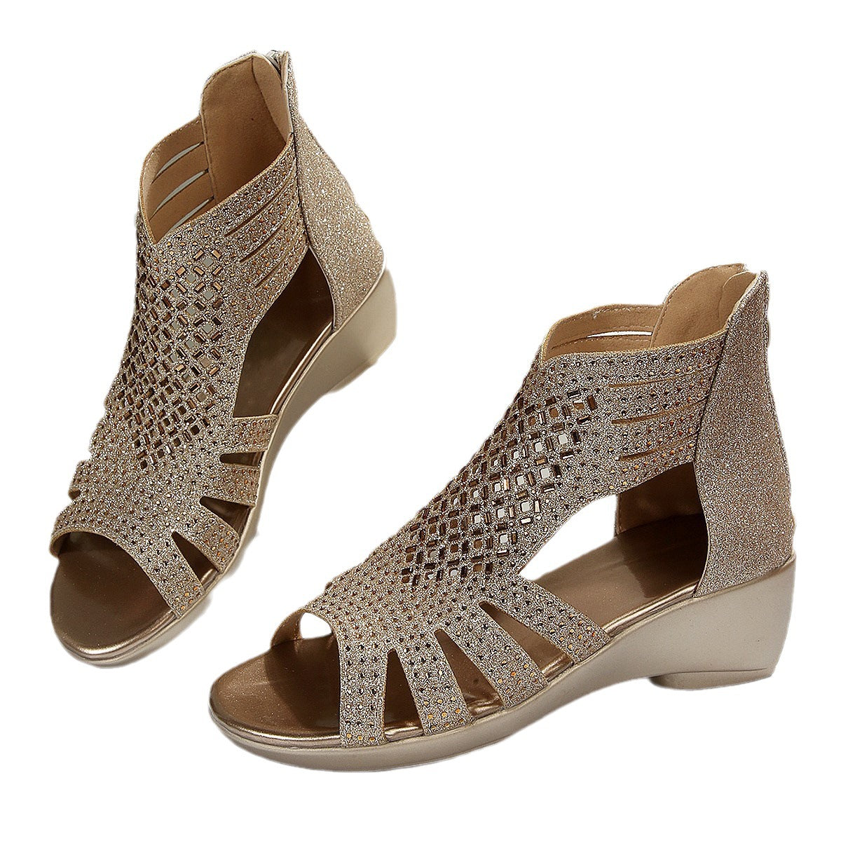 Keilsandalen mit Strass