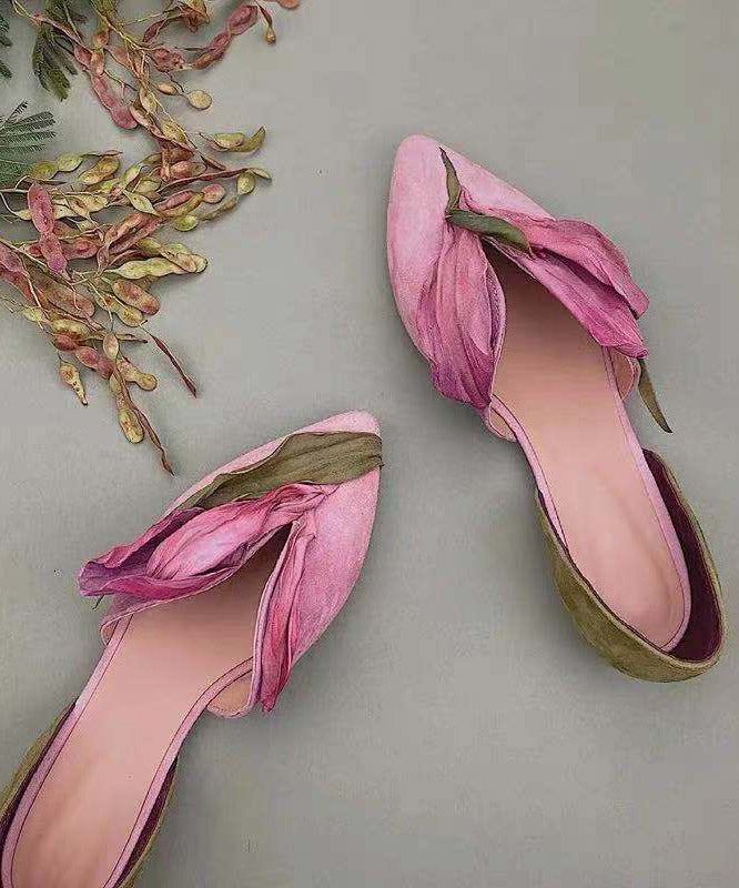 Handmade rosa Satin Blumen Spitzenzehen Ballerinas