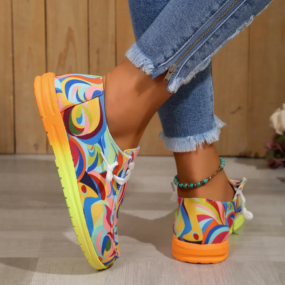 Kenna - Ethnische Regenbogen-Leinwand-Schuhe