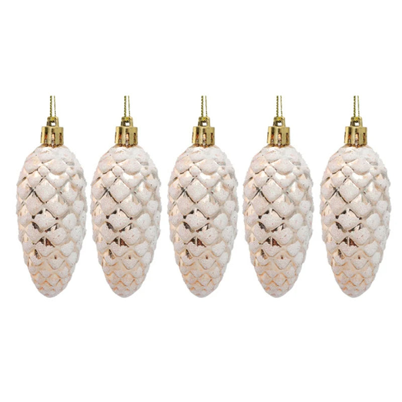 5-delige kerstdennenappel-ornamentset