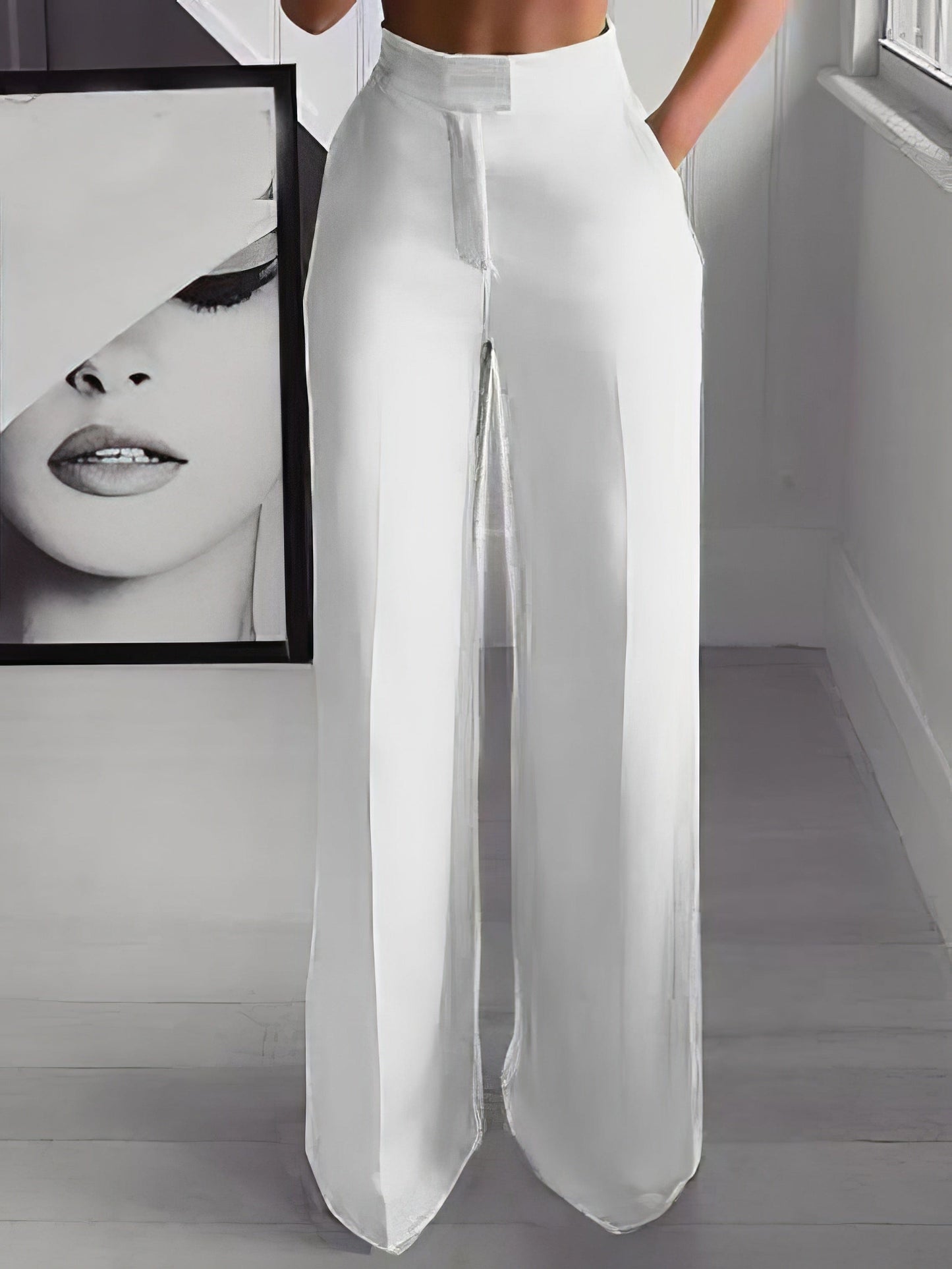 Einseitiges Crop Top & Hosenanzug mit Mop-Design, zweiteilig