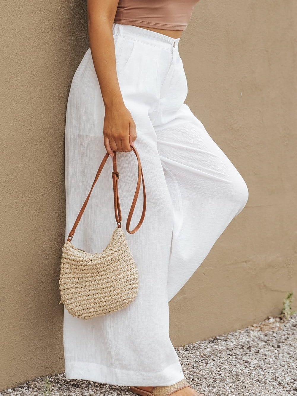 Einseitiges Crop Top & Hosenanzug mit Mop-Design, zweiteilig