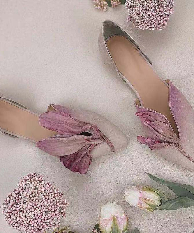 Handmade rosa Satin Blumen Spitzenzehen Ballerinas