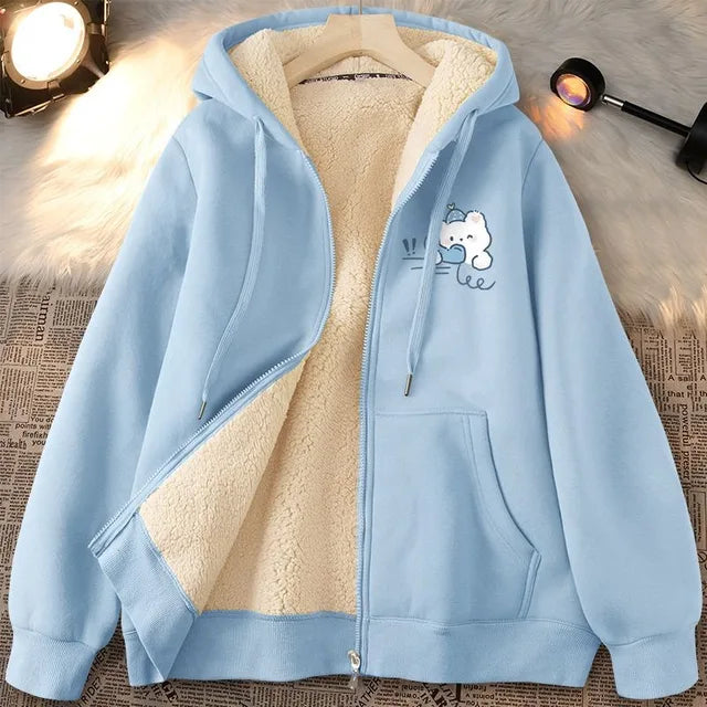 Lammfell Kapuzenpulli