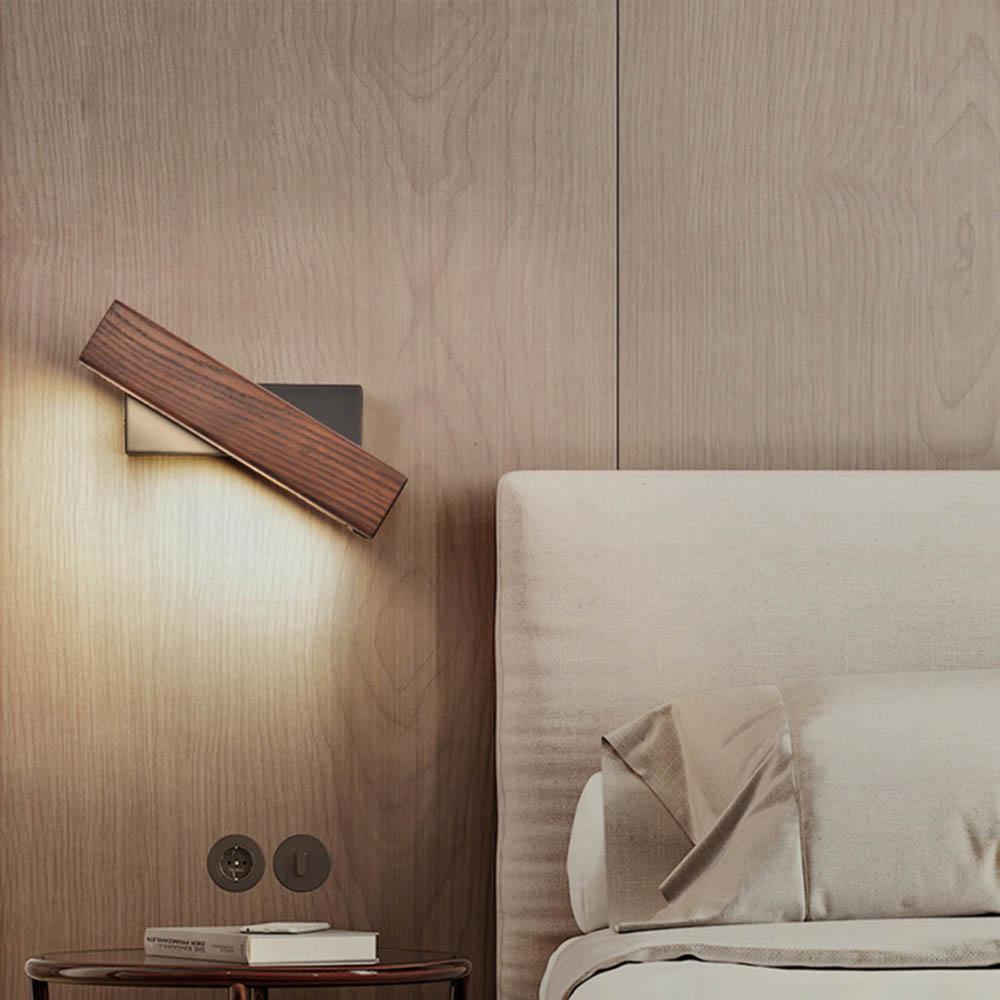 Roteerbare LED -wandlamp gemaakt van hout