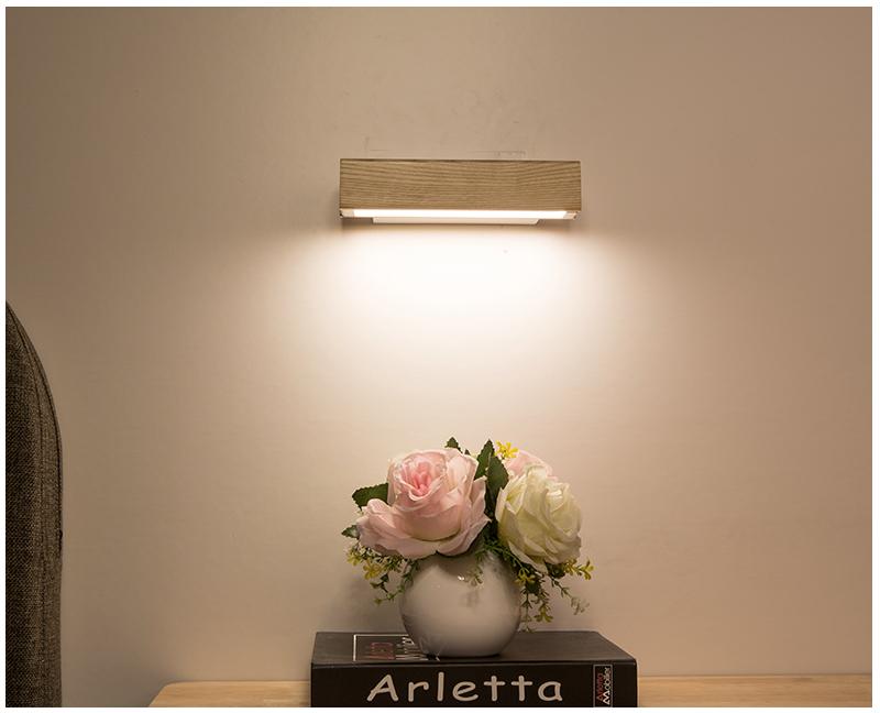 Roteerbare LED -wandlamp gemaakt van hout