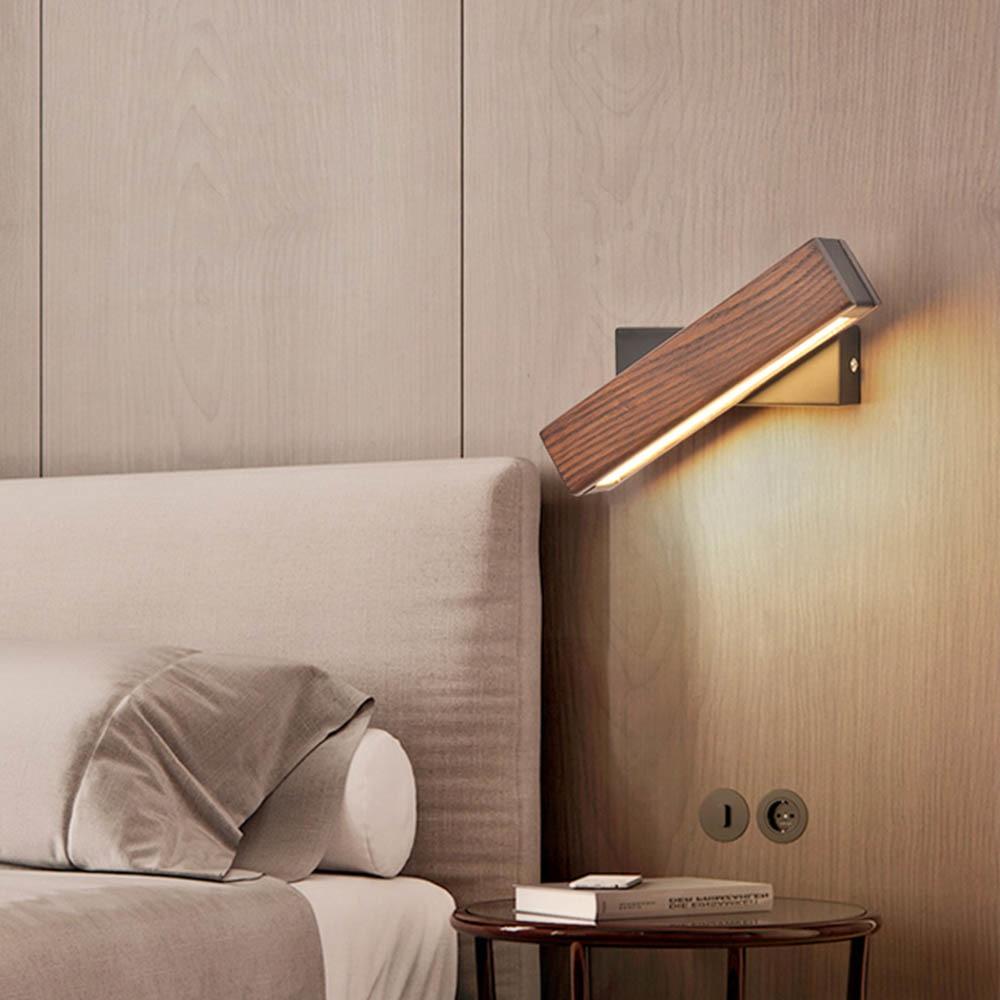 Roteerbare LED -wandlamp gemaakt van hout