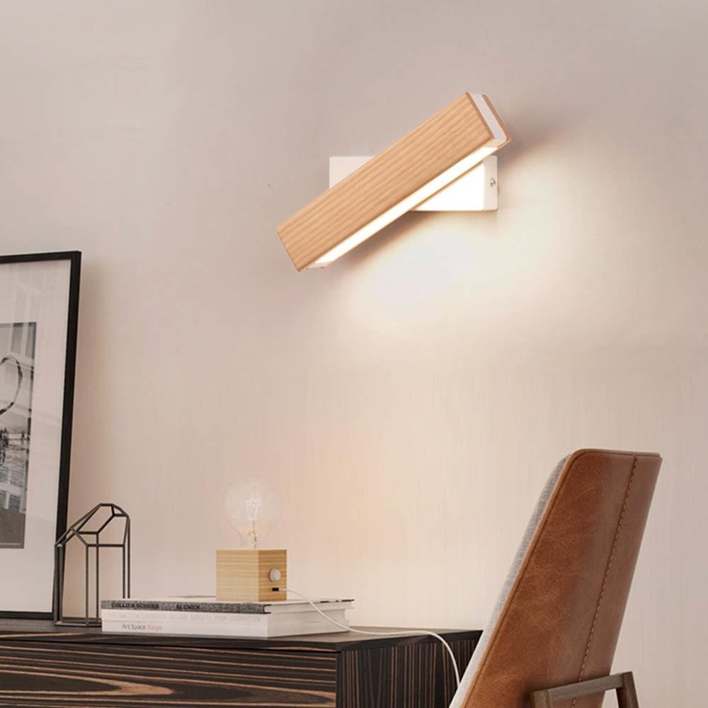 Roteerbare LED -wandlamp gemaakt van hout