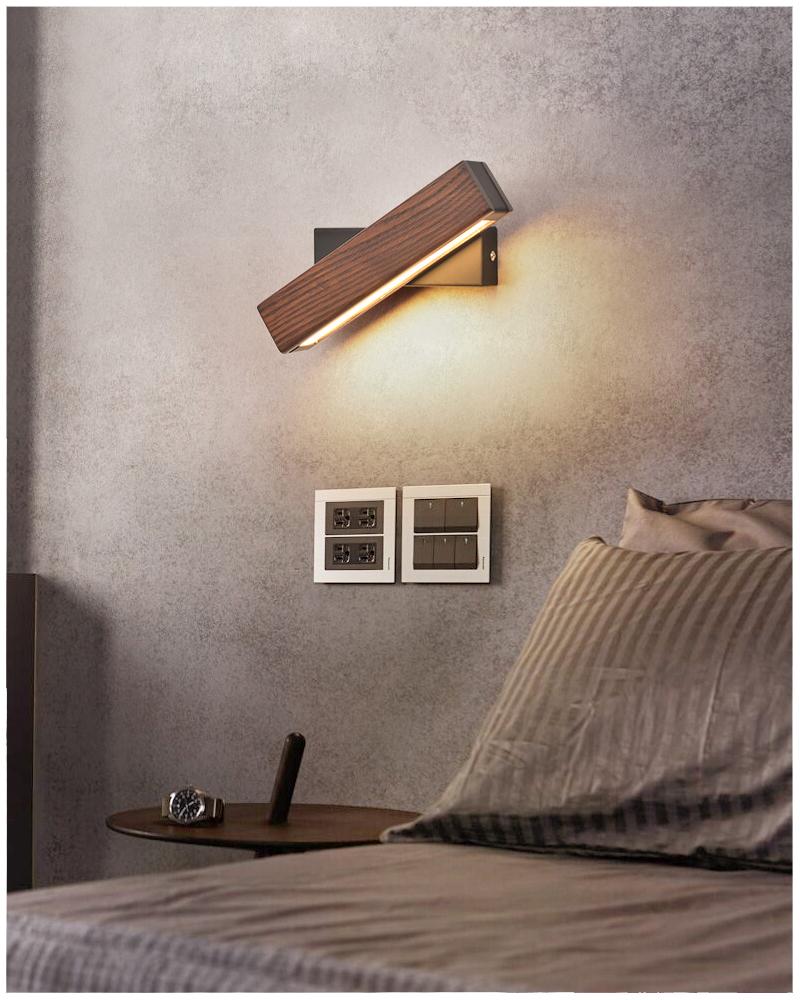 Roteerbare LED -wandlamp gemaakt van hout