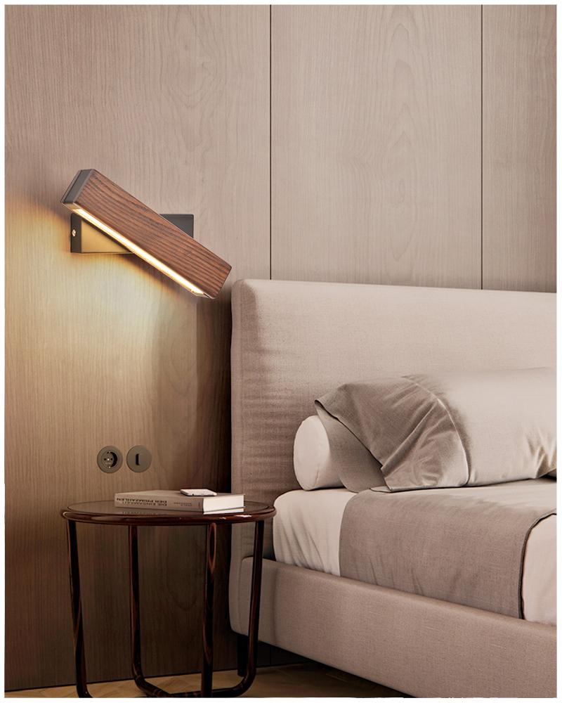 Roteerbare LED -wandlamp gemaakt van hout