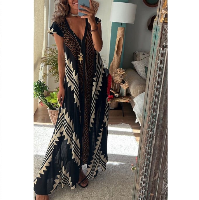 V-Ausschnitt Freizeitkleid