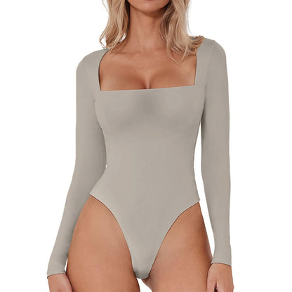 luxuriöser bodysuit mit quadratischem Ausschnitt und langen Ärmeln