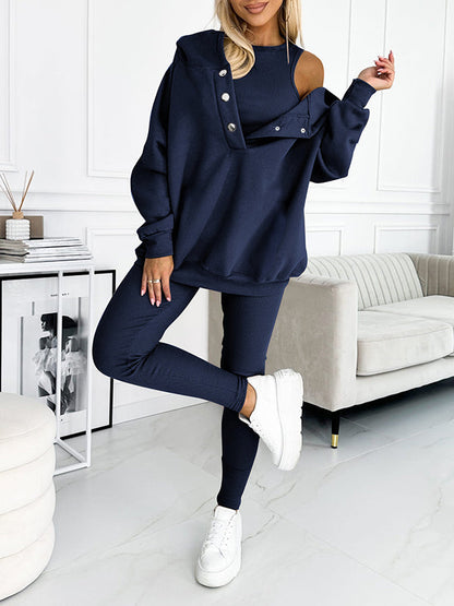 CozyChic | Lässiger und bequemer Hoodie-Sweatshirt-Anzug