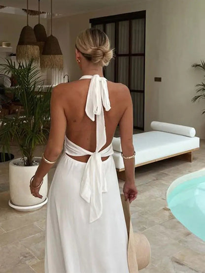 Kiara | Sexy Halterneck V-Ausschnitt Schlitzkleid