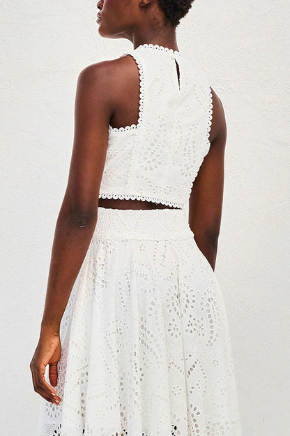 Paris Dreaming Besticktes Spitzen-Crop-Top