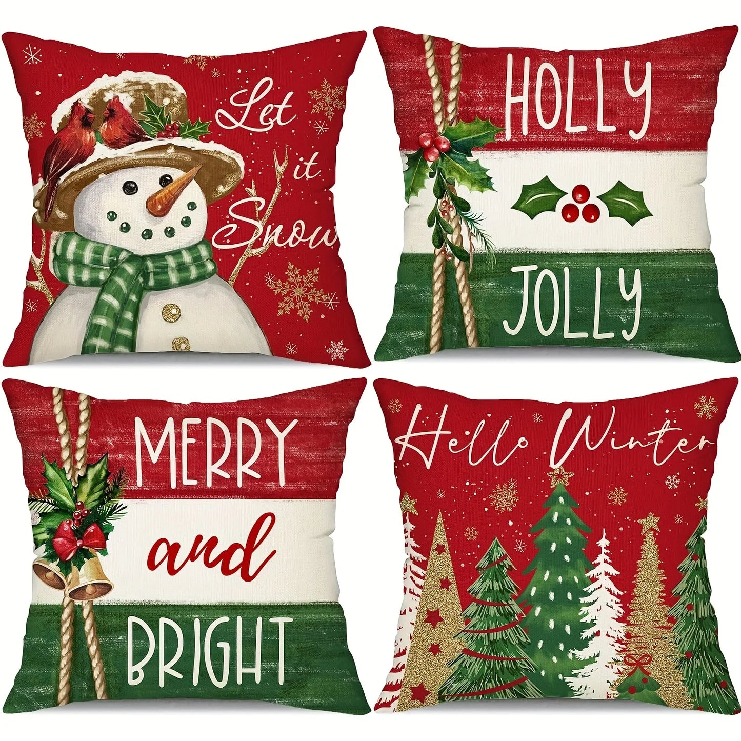 4 stuks kerstkussenslopen