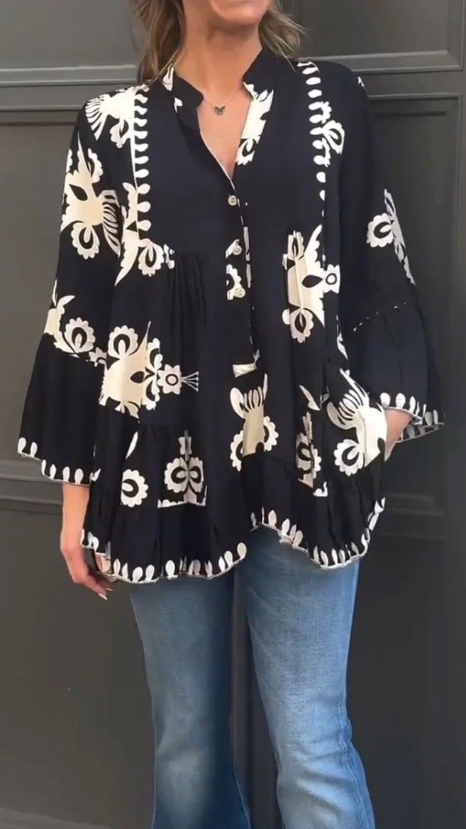 Boho Rüschen-Top - Mühelose Boho-Vibes mit unserem schicken Rüschen-Top! ✨🌿