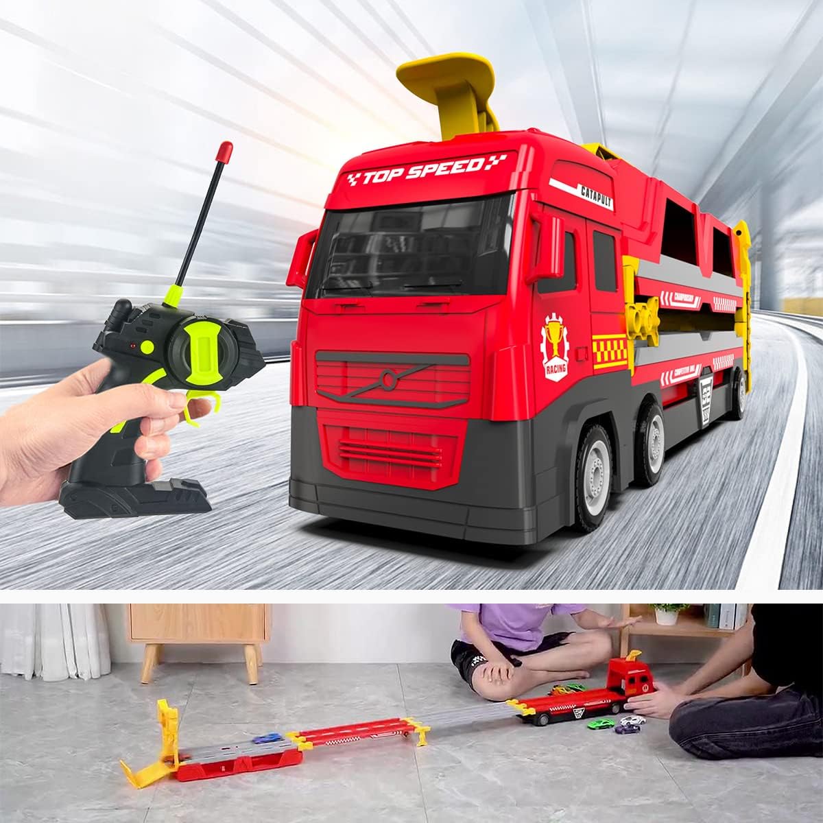 Mega-Hauler-LKW mit Katapult-Rennstrecke