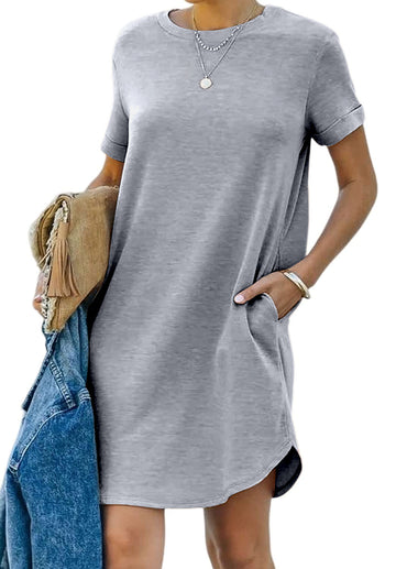 lisa - Lässiges kurzärmliges T-Shirt-Kleid mit Taschen