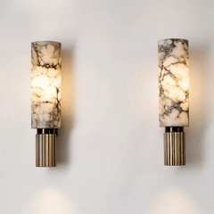Elero Wandleuchte — Elegante Marmor-LED-Leuchte mit Kupferakzenten
