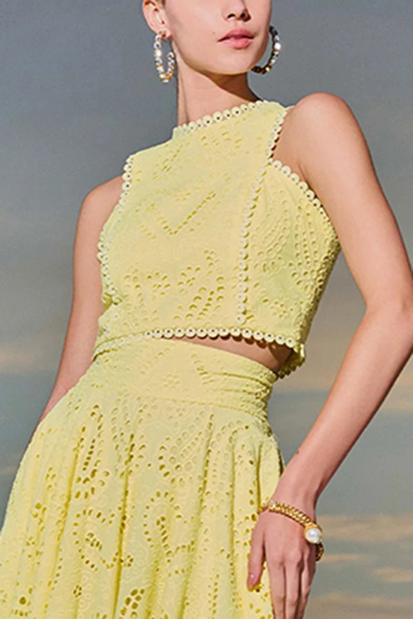 Paris Dreaming Besticktes Spitzen-Crop-Top