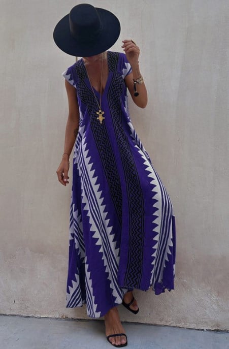 V-Ausschnitt Freizeitkleid