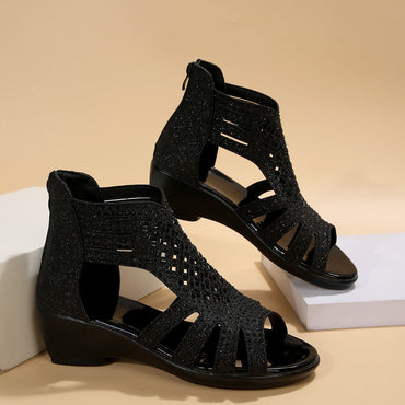Keilsandalen mit Strass
