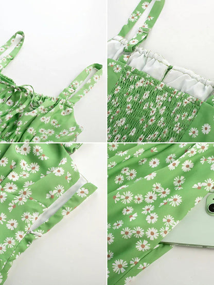 Sommerliches Bequemes Blumenkleid mit Taschen