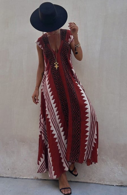 V-Ausschnitt Freizeitkleid