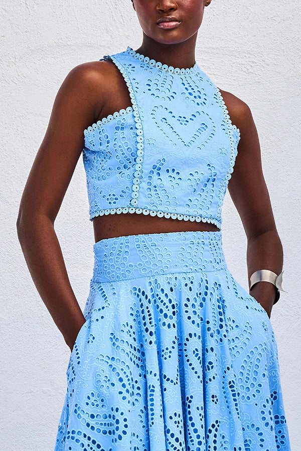 Paris Dreaming Besticktes Spitzen-Crop-Top
