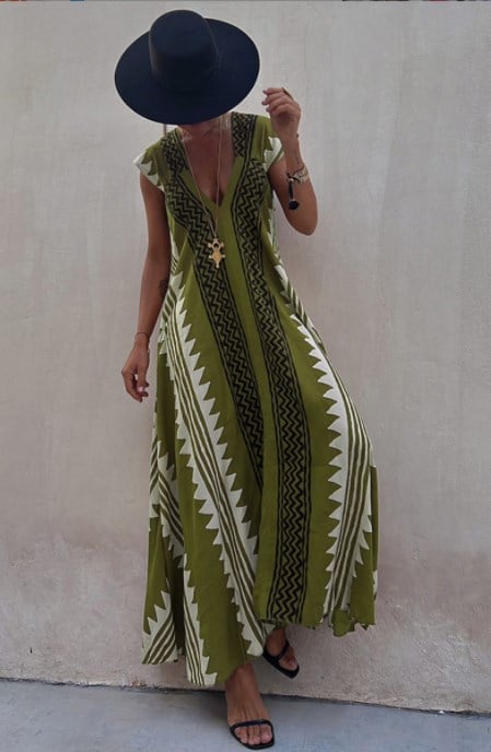 V-Ausschnitt Freizeitkleid