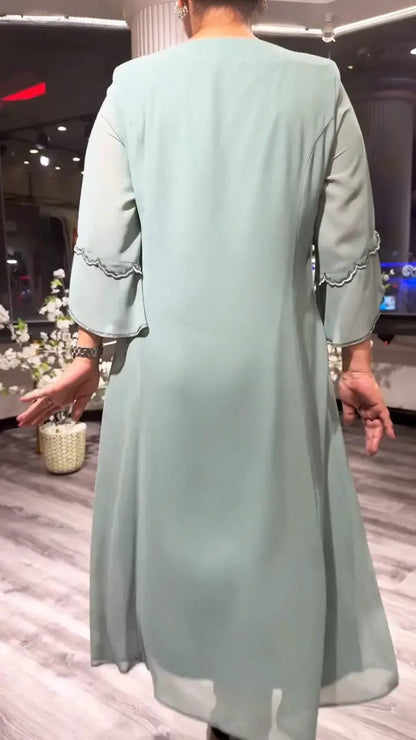 Damen Chiffon einfarbig lockeres Kleid