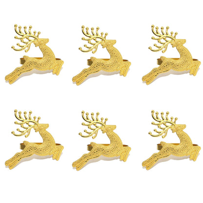 Set van 6 zilveren en gouden sneeuwvlok servetringen