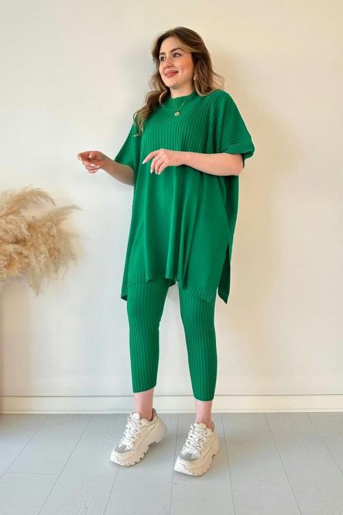 Lynara Set Zwei-teiliges Set aus dehnbarem Strick für Frauen (Top + Hose)