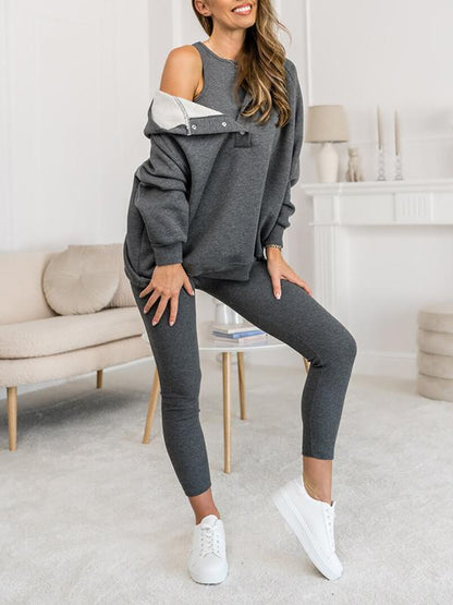 CozyChic | Lässiger und bequemer Hoodie-Sweatshirt-Anzug