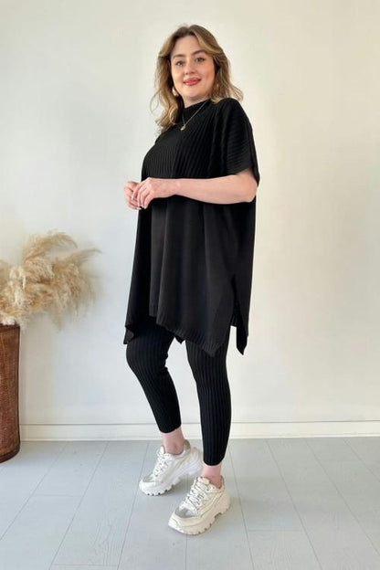 Lynara Set Zwei-teiliges Set aus dehnbarem Strick für Frauen (Top + Hose)