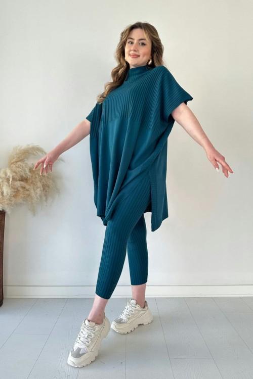 Lynara Set Zwei-teiliges Set aus dehnbarem Strick für Frauen (Top + Hose)
