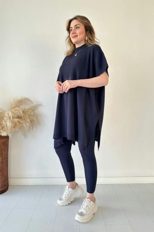 Lynara Set Zwei-teiliges Set aus dehnbarem Strick für Frauen (Top + Hose)