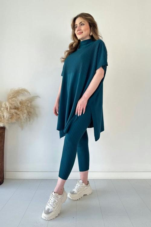 Lynara Set Zwei-teiliges Set aus dehnbarem Strick für Frauen (Top + Hose)