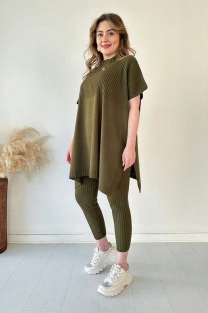 Lynara Set Zwei-teiliges Set aus dehnbarem Strick für Frauen (Top + Hose)