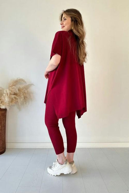 Lynara Set Zwei-teiliges Set aus dehnbarem Strick für Frauen (Top + Hose)