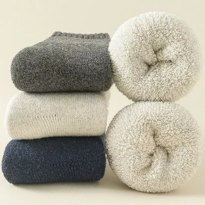 3 paar wintersokken van een mix van kasjmier en merino met badstof strik