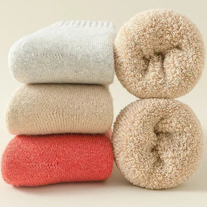 3 paar wintersokken van een mix van kasjmier en merino met badstof strik