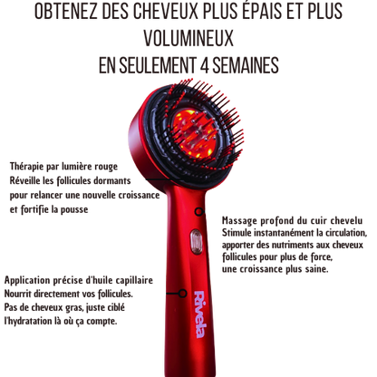 Vibrationshaarbürste mit Pflegeöl für die Kopfhaut