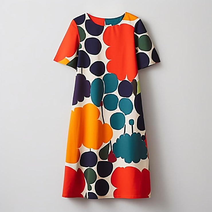 Charmante multi -colored MIDI -jurk